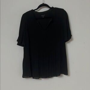 Ann Taylor Black Pleated Blouse